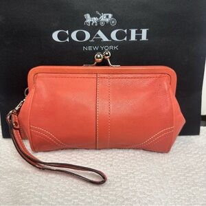 Coach Orange Wristlet Clutch